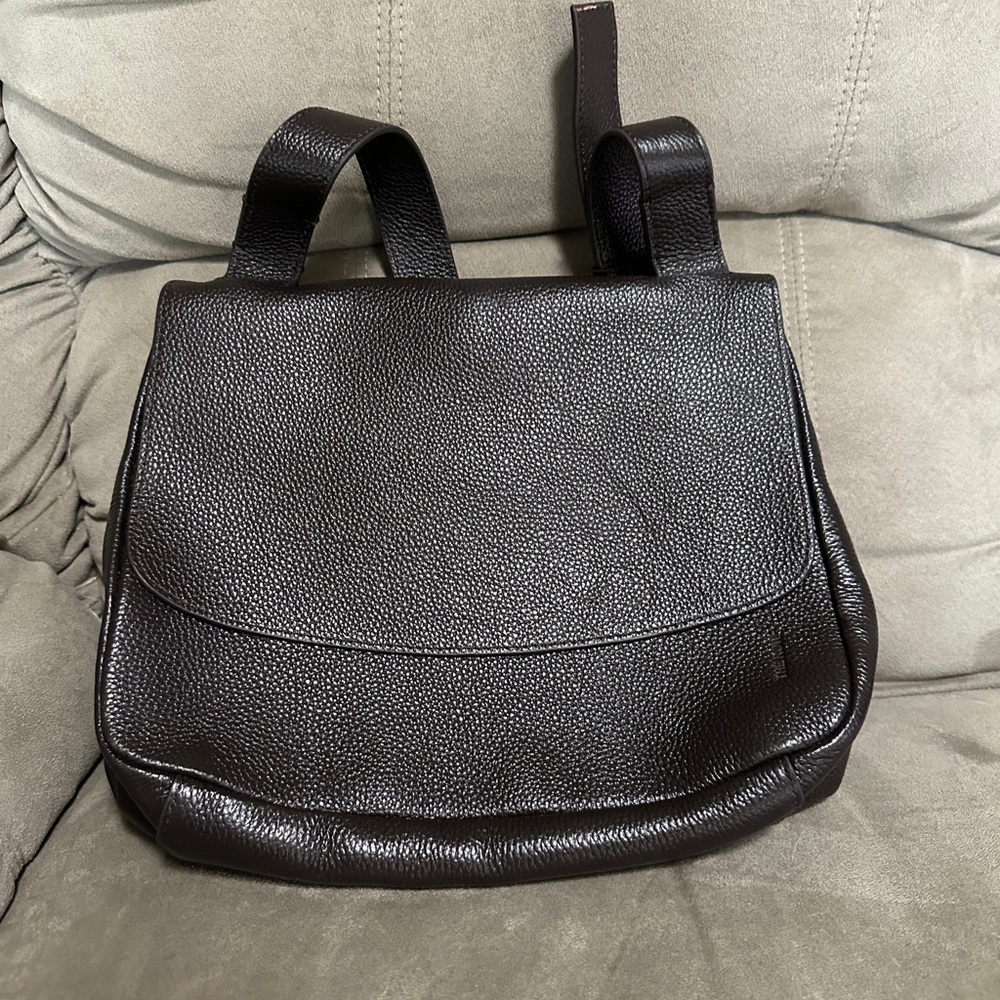 Authentic The Row Dark Brown Leather Crossbody Bag